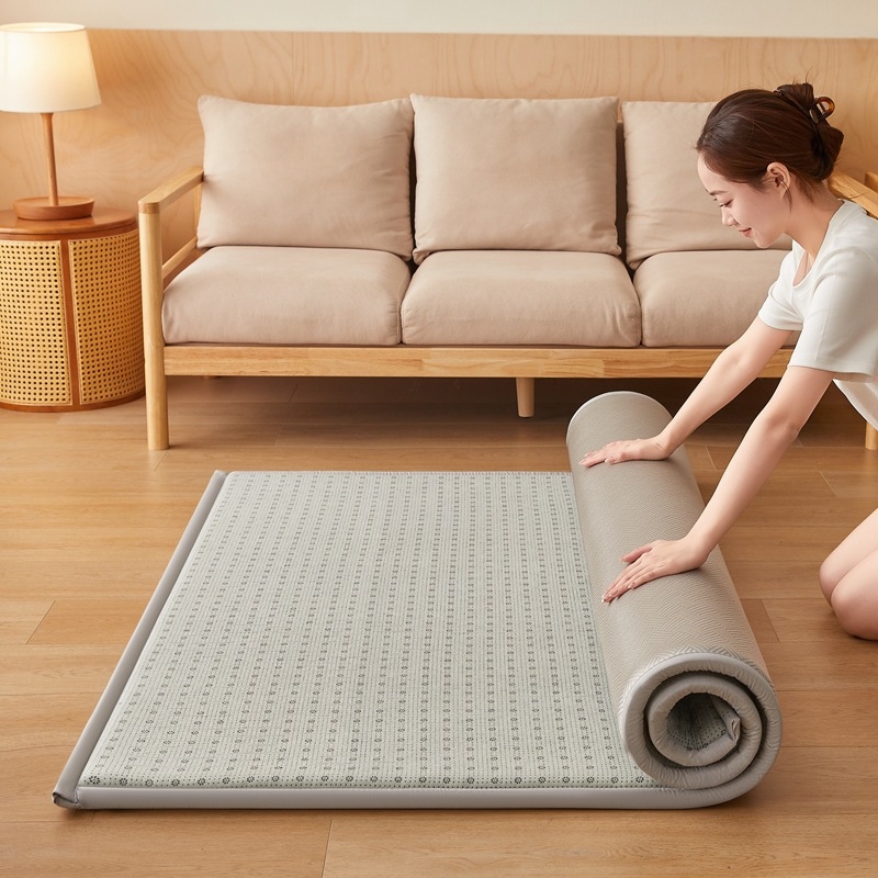 Ice Silk Cooling Mat cu broderie - brand Rice blue, material fibre chimice, stil Ins, pentru uz interior