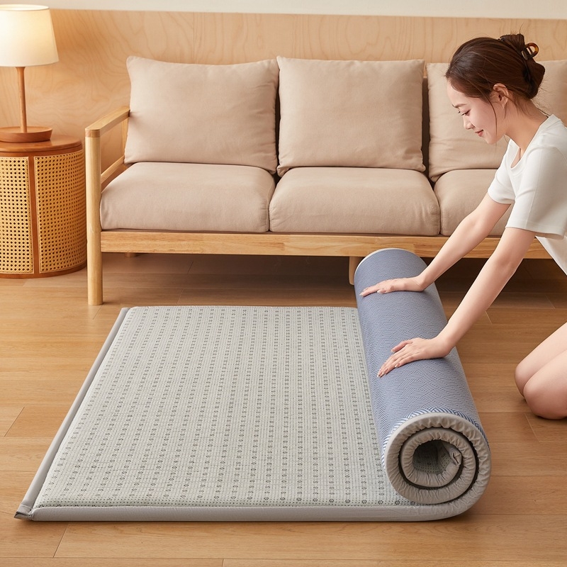 Ice Silk Cooling Mat cu broderie - brand Rice blue, material fibre chimice, stil Ins, pentru uz interior
