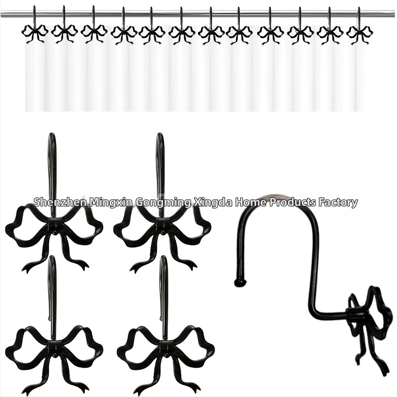 Aizkaru āķis ar lokveidīgu formu – dzelzs + cinka sakausējums, mūsdienīgs minimālisma stils, dekoratīvs dušas aizkara gredzens