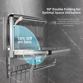 Sienas dvieļu plaukts, 1 kārta, no nerūsējošā tērauda 304, uzstādīšana bez urbšanas, slodze virs 10 lb