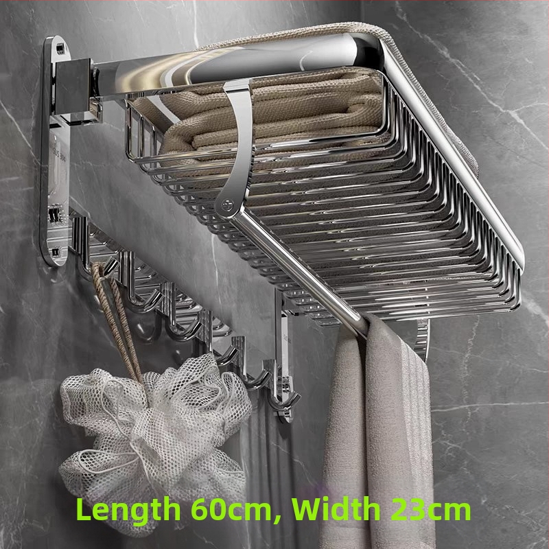 Sienas dvieļu plaukts, 1 kārta, no nerūsējošā tērauda 304, uzstādīšana bez urbšanas, slodze virs 10 lb