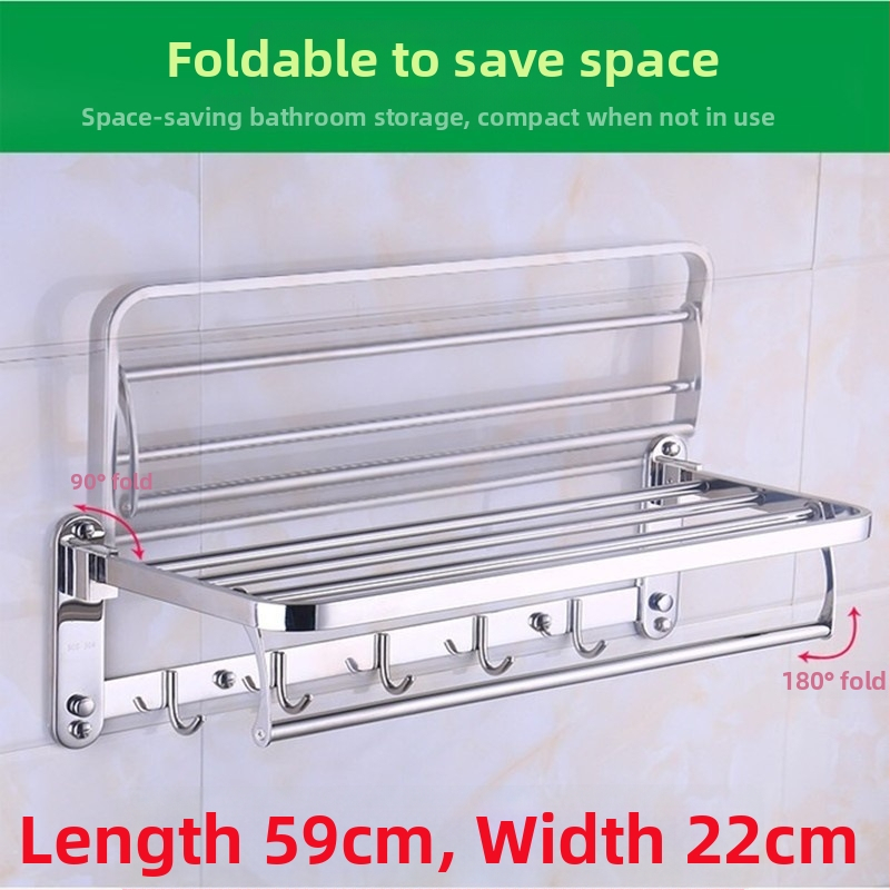 Sienas dvieļu plaukts, 1 kārta, no nerūsējošā tērauda 304, uzstādīšana bez urbšanas, slodze virs 10 lb