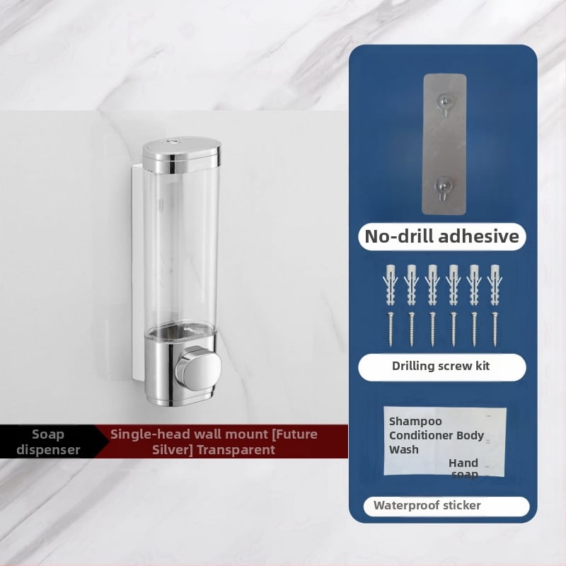 Jutiklinis sieninis muilo dozatorius, be gręžimo įrengimo, plastmasos korpusas