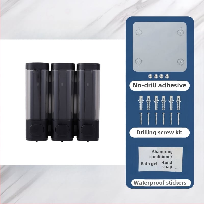 Jutiklinis sieninis muilo dozatorius, be gręžimo įrengimo, plastmasos korpusas