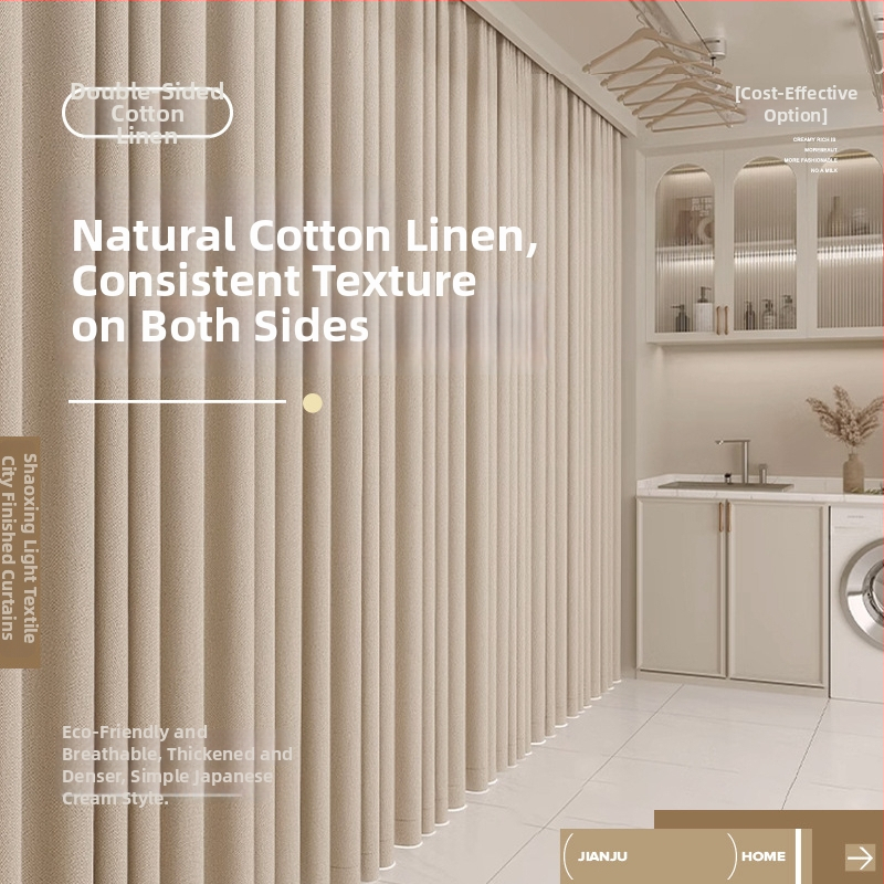 Topeltpoolne kardin imitatsioon kanepist, lihtsa kudumusega siidikihiga, 71–90% varjend, kaasaegne minimalistlik stiil, rendikardin