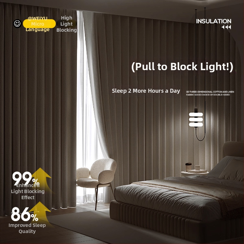 Topeltpoolne kardin imitatsioon kanepist, lihtsa kudumusega siidikihiga, 71–90% varjend, kaasaegne minimalistlik stiil, rendikardin