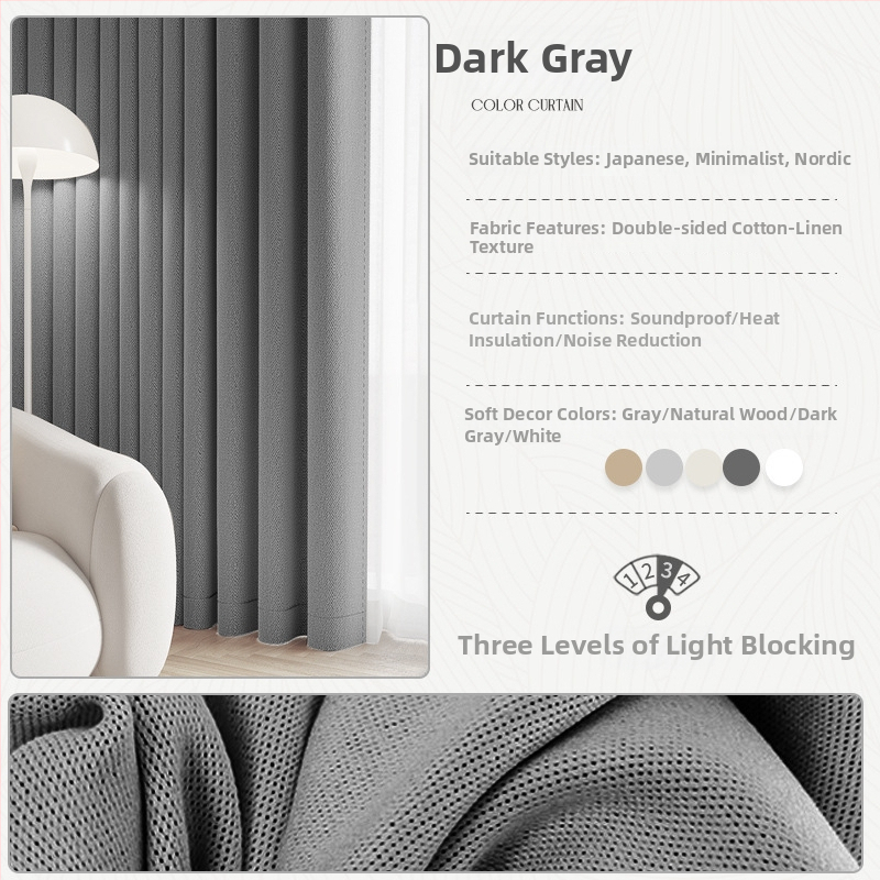 Topeltpoolne kardin imitatsioon kanepist, lihtsa kudumusega siidikihiga, 71–90% varjend, kaasaegne minimalistlik stiil, rendikardin