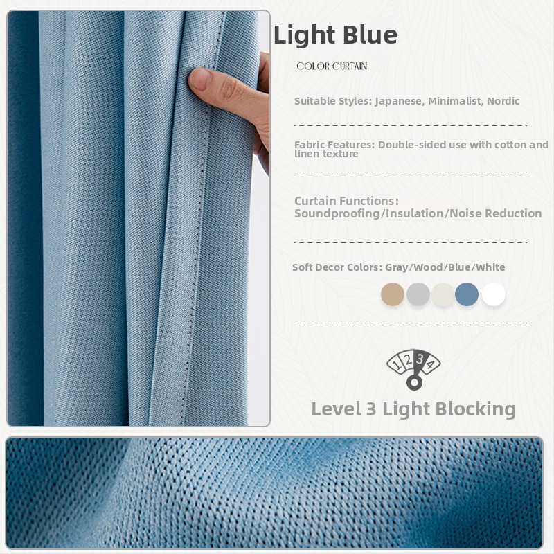 Topeltpoolne kardin imitatsioon kanepist, lihtsa kudumusega siidikihiga, 71–90% varjend, kaasaegne minimalistlik stiil, rendikardin