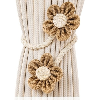 Ručni izrađen pojas za zavjese sa zavojitim dizajnom, konop i poliesterska svila, cvjetna gazirana zavjesa, suvremeni minimalistički stil