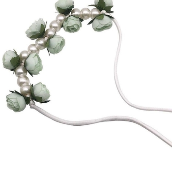 Pelello trak za zavjese s vijencem od umjetnih cvjetova i nizu perli, DIY ručna izrada, materijal: kemijska vlakna, moderan i jednostavan stil, prilagodljivo