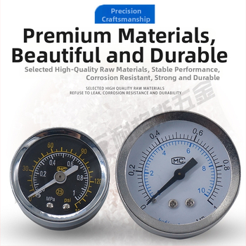 Precizitātes spiediena mērinstrumenta gaisa kompresoram, 40 mm nominālais diametrs, diapazons 0-1, precizitātes klase 1.6, modelis Y40-01, NGS