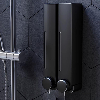 Csavarozás nélküli falra szerelhető szappanadagoló, kézi nyomásos működés, ABS anyag, oxidált felület, modern minimalista stílus