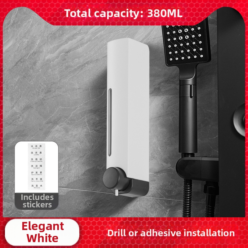 Sienas ziepju dozators bez nagiem, ar manuālu spiedienu, ABS materiāls, oksidēta apdare, mūsdienīgs minimālisma stils