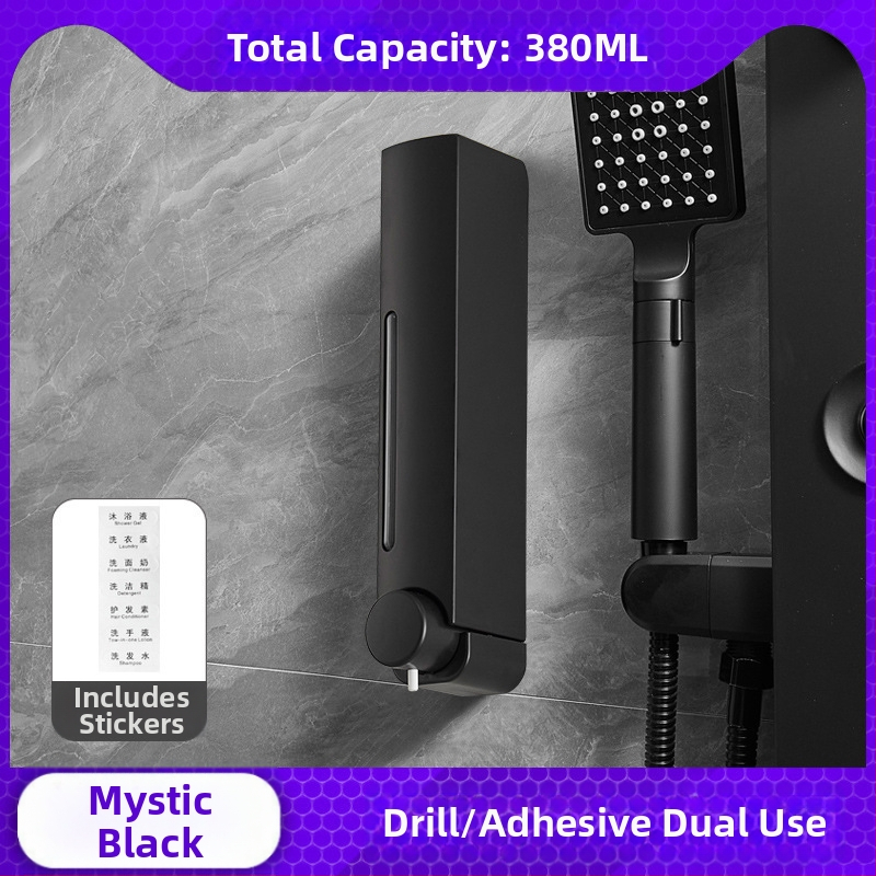 Sienas ziepju dozators bez nagiem, ar manuālu spiedienu, ABS materiāls, oksidēta apdare, mūsdienīgs minimālisma stils