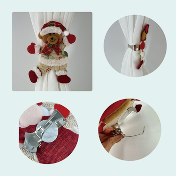 Függönykapcsok a Fubulux márkától – táncoló medve, hóember, rénszarvas és karácsonyfás jelenet, poliészter + vas, skandináv stílus, testreszabható