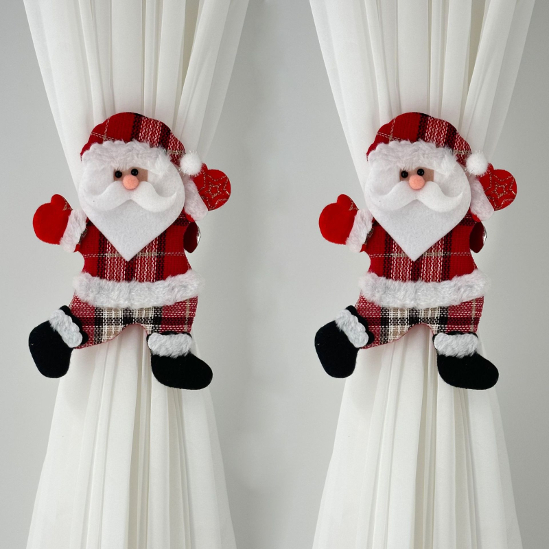 Függönykapcsok a Fubulux márkától – táncoló medve, hóember, rénszarvas és karácsonyfás jelenet, poliészter + vas, skandináv stílus, testreszabható