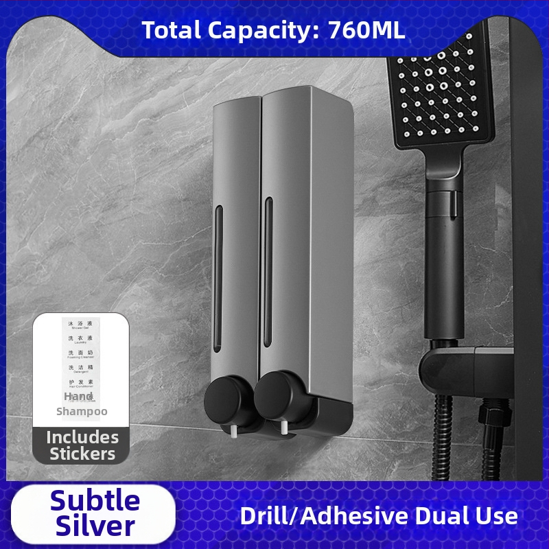 Bezskrūvju sienas ziepju dozators – ABS, ar roku spiedumu, oksidācijas pārklājums, mūsdienīgs minimālisks stils, piemērots vannas istabai un virtuvei