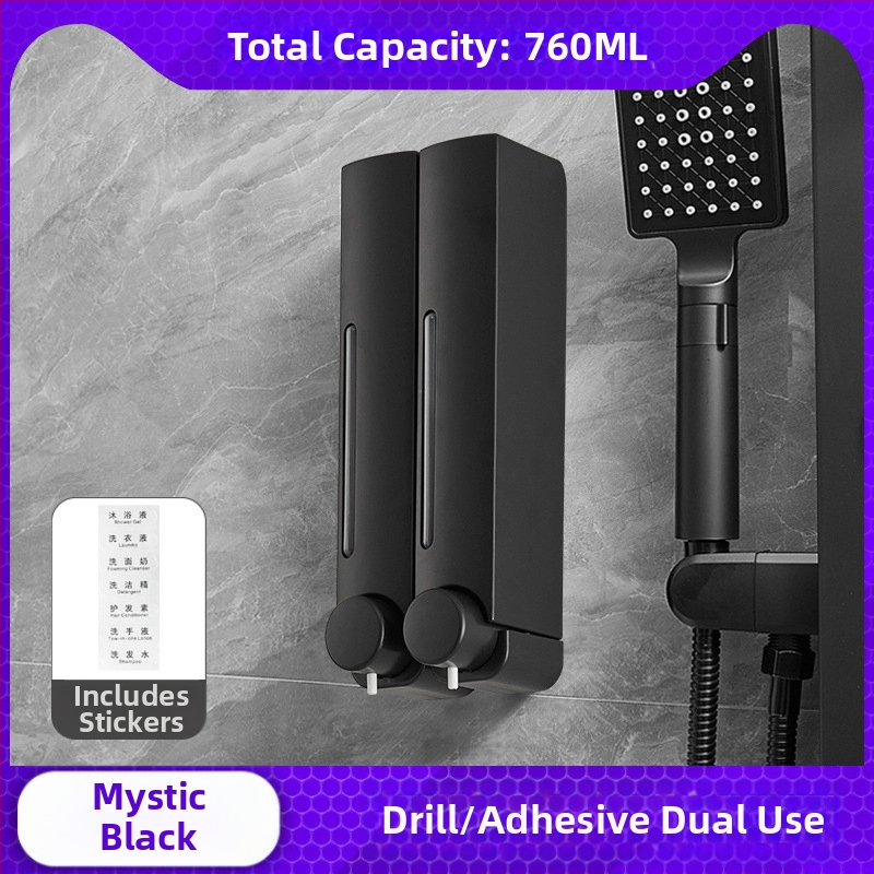 Bezskrūvju sienas ziepju dozators – ABS, ar roku spiedumu, oksidācijas pārklājums, mūsdienīgs minimālisks stils, piemērots vannas istabai un virtuvei