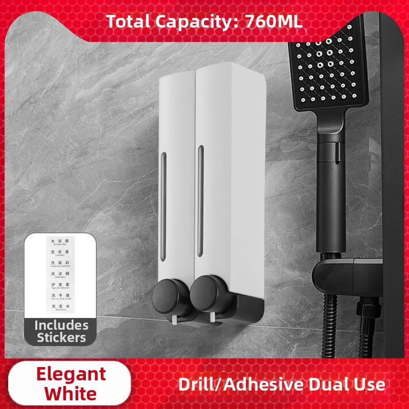 Bezskrūvju sienas ziepju dozators – ABS, ar roku spiedumu, oksidācijas pārklājums, mūsdienīgs minimālisks stils, piemērots vannas istabai un virtuvei