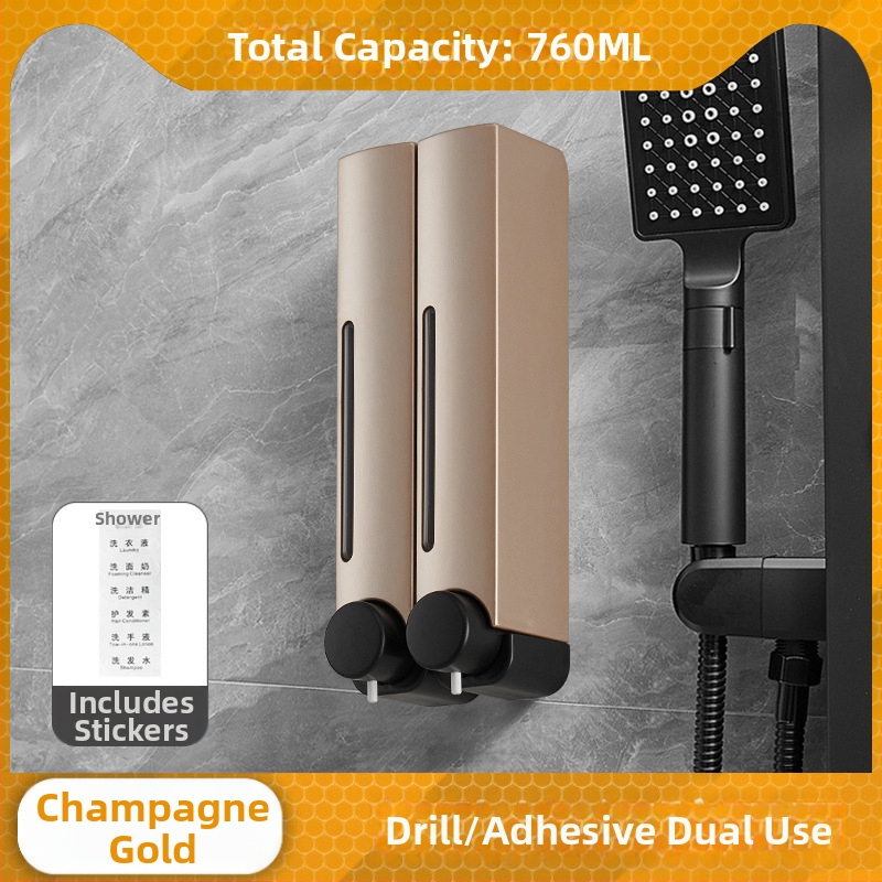 Bezskrūvju sienas ziepju dozators – ABS, ar roku spiedumu, oksidācijas pārklājums, mūsdienīgs minimālisks stils, piemērots vannas istabai un virtuvei