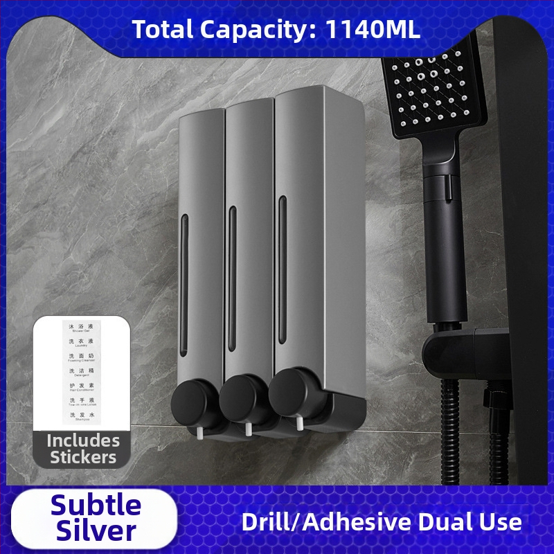 Bezskrūvju sienas ziepju dozators – ABS, ar roku spiedumu, oksidācijas pārklājums, mūsdienīgs minimālisks stils, piemērots vannas istabai un virtuvei