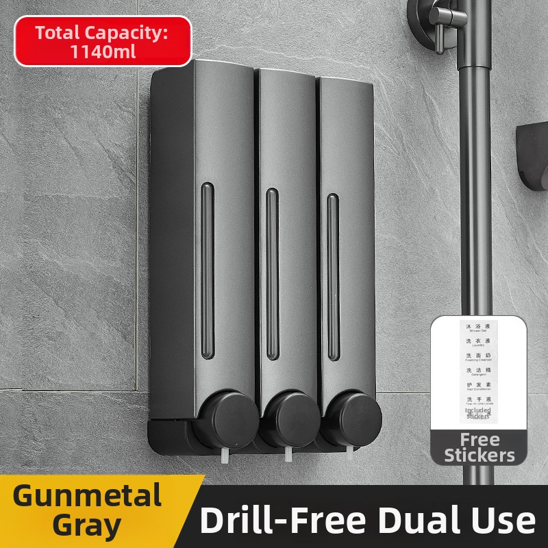 Bezskrūvju sienas ziepju dozators – ABS, ar roku spiedumu, oksidācijas pārklājums, mūsdienīgs minimālisks stils, piemērots vannas istabai un virtuvei