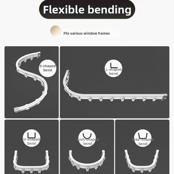Paindlik kardinatega rada fikseeritud kinnitusvahenditega U-kujulinele aknale ja L-kujulinele kardinale, ülemine paigaldus