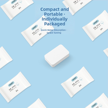 Ühekordne tihendatud rätik reisile, taimekiududest, üle 50 g, eraldi pakendatud, kaasaskantav