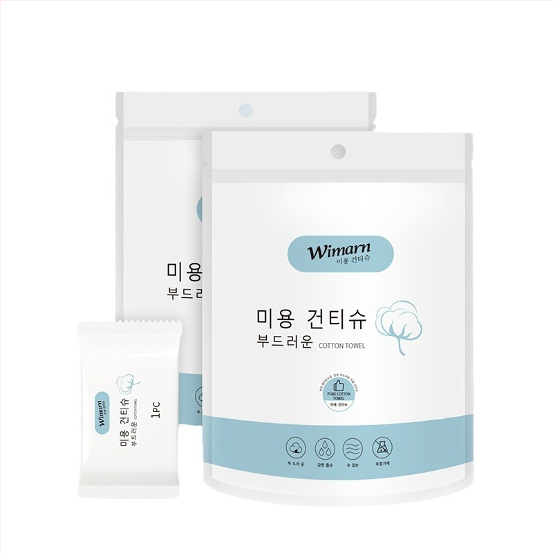 Ühekordne tihendatud rätik reisile, taimekiududest, üle 50 g, eraldi pakendatud, kaasaskantav