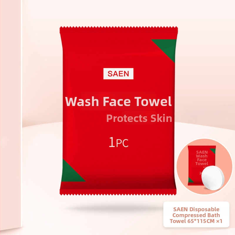 Ühekordne tihendatud rätik reisile, taimekiududest, üle 50 g, eraldi pakendatud, kaasaskantav