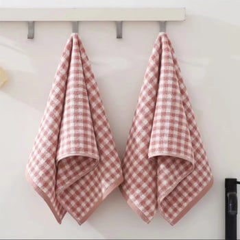 Ručnik za lice, 100% pamuk, karirani uzorak, obična tkanina, 21s vlakno, 100–120 g