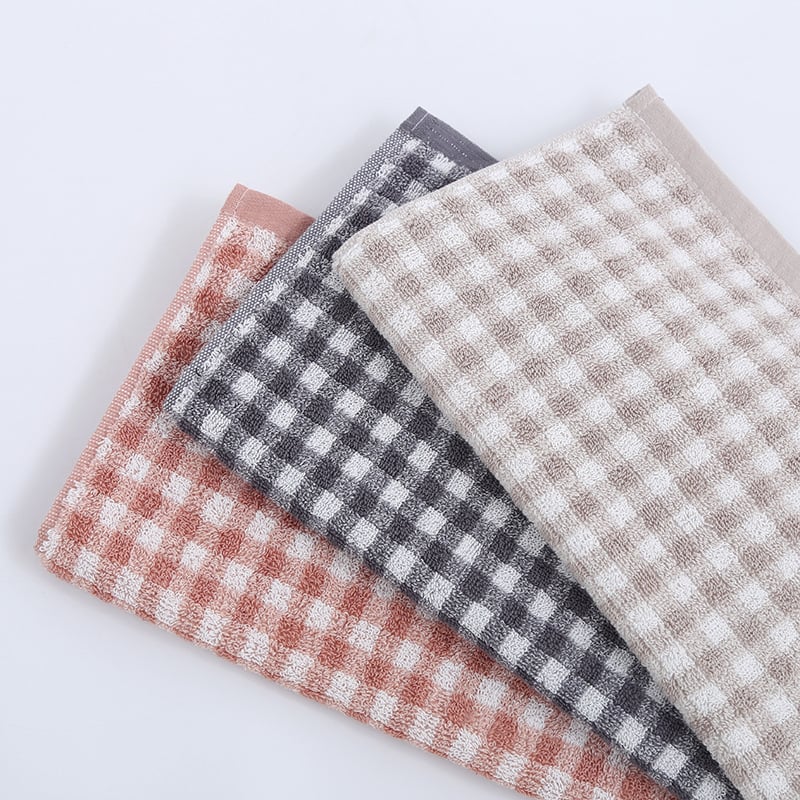 Ručnik za lice, 100% pamuk, karirani uzorak, obična tkanina, 21s vlakno, 100–120 g