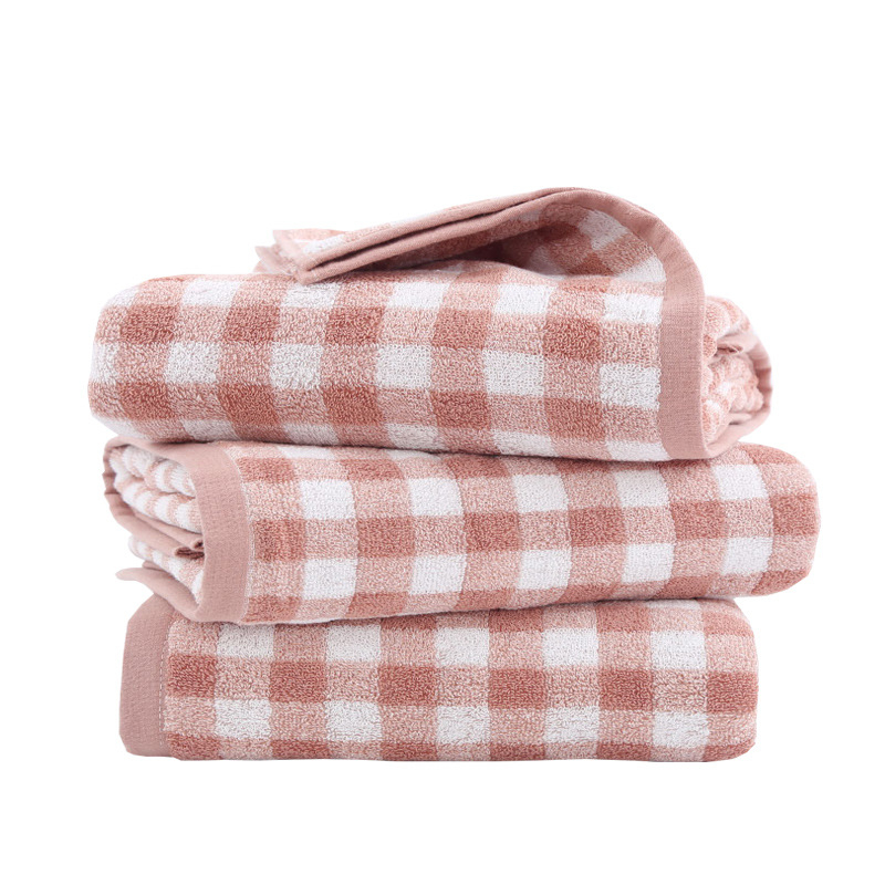 Ručnik za lice, 100% pamuk, karirani uzorak, obična tkanina, 21s vlakno, 100–120 g