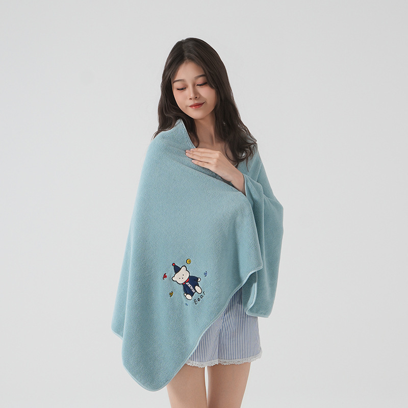 Fürdőlepedő korall plüss anyagból, hímzett karikatúra mintával, Set Sail; 150d; 300–400 g; vágott velúr