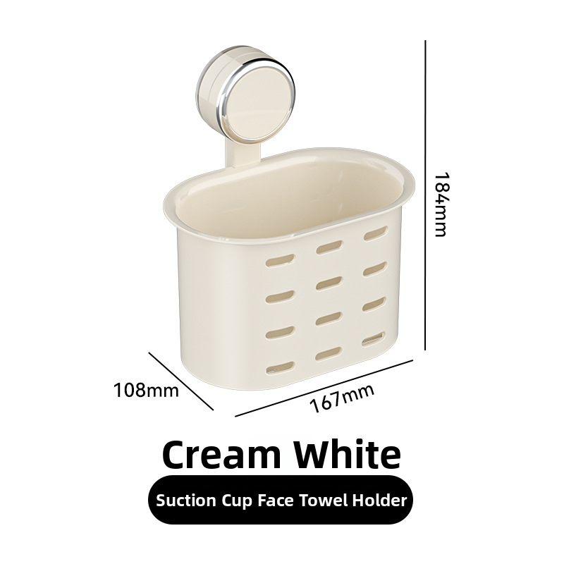 Sejas dvieļu uzglabāšanas kastīte ar piesūcekni, plastmasa, bez urbuma, žāvējošs pakarināmais grozs vannas istabai