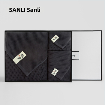 Trojdielny set uterák v darčekovej krabici – štýl Wabi-Sabi, 100% bavlna, priadza 32 vlákien, približne 700 g spolu (vrátane krabice)