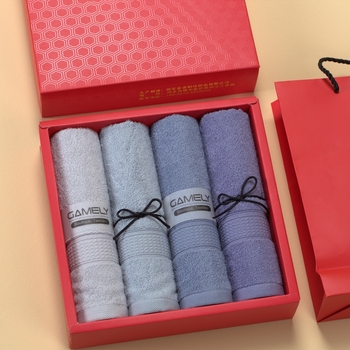 Σετ τεσσάρων πετσέτων δώρου από 100% βαμβάκι, 700 g, χτενισμένη κλωστή, Jacquard ύφανση, σε κουτί δώρου