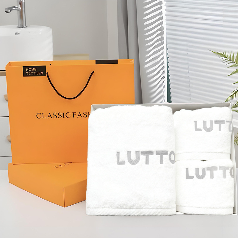 Σετ δώρου πετσέτες μπάνιου από 100% βαμβάκι, προσαρμοσμένο κέντημα, συσκευασία δώρου, 200 g+ ανά πετσέτα, νήμα 32s