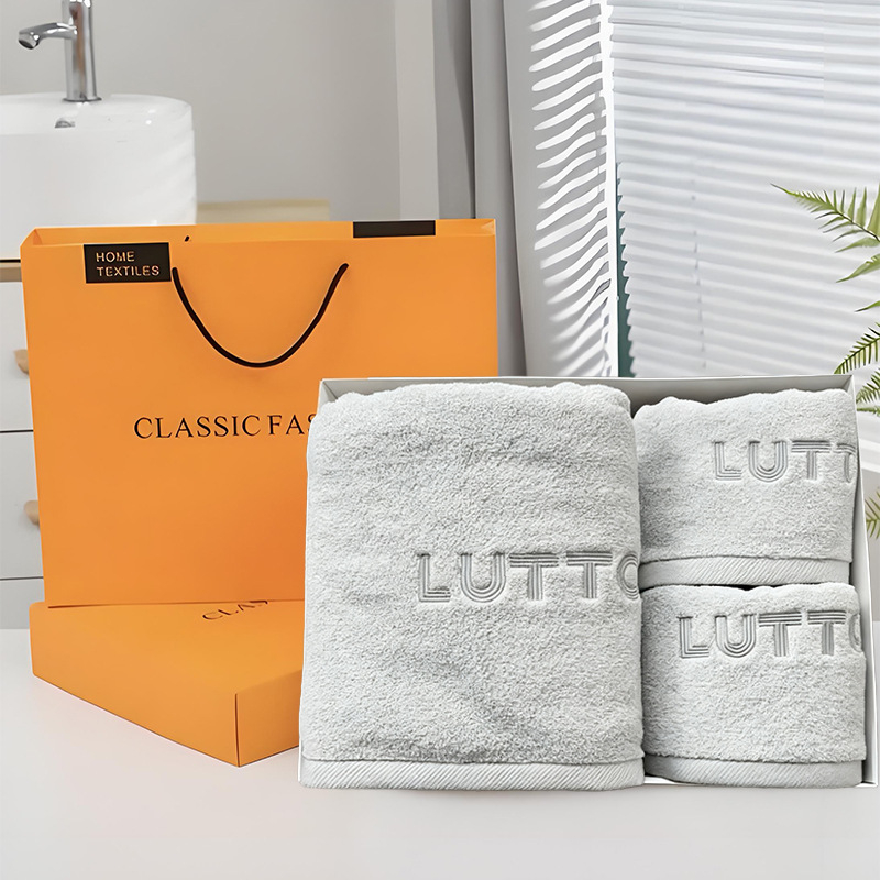 Σετ δώρου πετσέτες μπάνιου από 100% βαμβάκι, προσαρμοσμένο κέντημα, συσκευασία δώρου, 200 g+ ανά πετσέτα, νήμα 32s