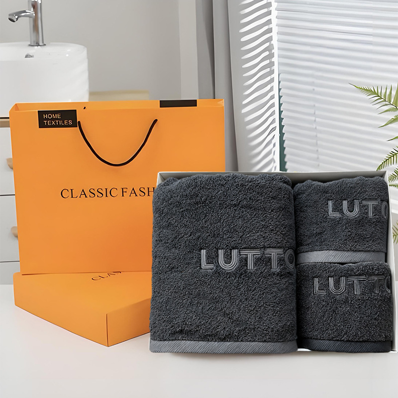 Σετ δώρου πετσέτες μπάνιου από 100% βαμβάκι, προσαρμοσμένο κέντημα, συσκευασία δώρου, 200 g+ ανά πετσέτα, νήμα 32s