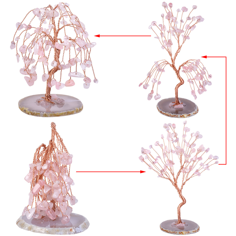 Kristalno stablo – ametist s bazom od ahata, moderni stil, stolna dekoracija