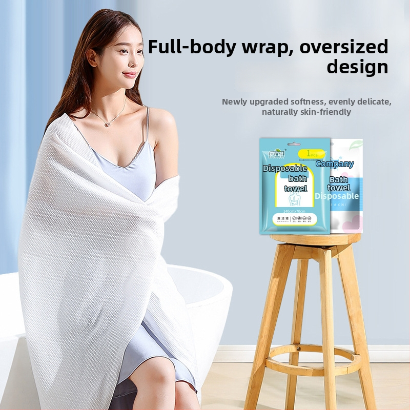 Ühekordne reisikomplekt: eraldi pakendatud vannirätik, pehme ja imav, mittekangast materjal, peamine koostis - puuvill, lihtne kudumine, ühekordseks kasutamiseks