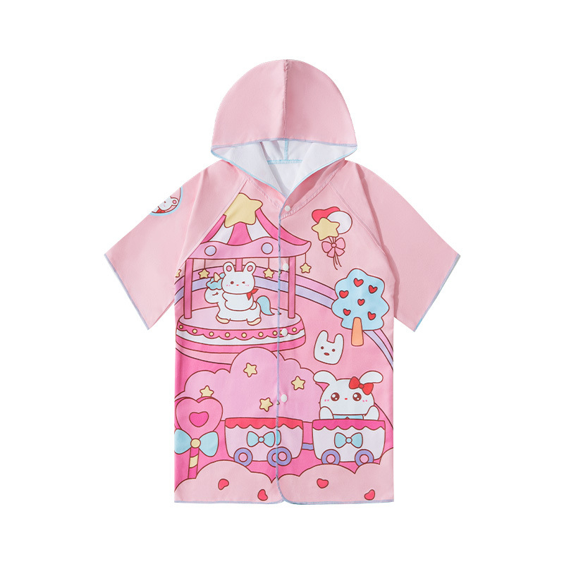 Dječji kapuljačasti ručnik za kupanje — brzo sušenje, poliester, 400–500 g, 120D vlakna, šivanje