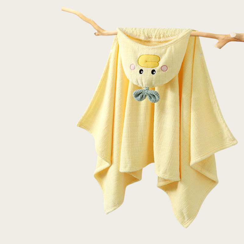 Nosivi ogrtač za kupanje s kapuljačom za dojenčad i malu djecu - koralni fleece, 200–300 g, Oraichun, šivanje rubova
