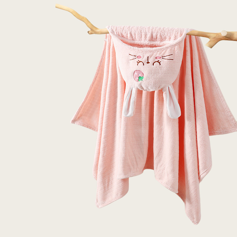 Nosivi ogrtač za kupanje s kapuljačom za dojenčad i malu djecu - koralni fleece, 200–300 g, Oraichun, šivanje rubova