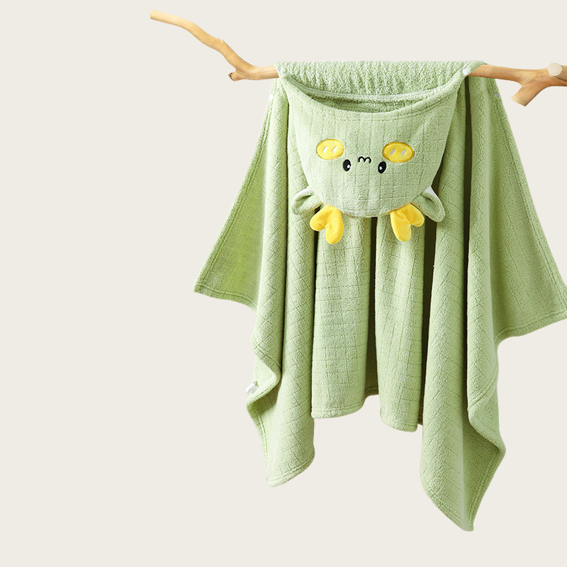 Nosivi ogrtač za kupanje s kapuljačom za dojenčad i malu djecu - koralni fleece, 200–300 g, Oraichun, šivanje rubova