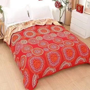 Trys dalių komplektas iš medvilninio lovos užvalkalo ir rankšluosčio pledas, tinkamas visoms metų laikams, naujas kinų stilius, svoris 1000–1499 g