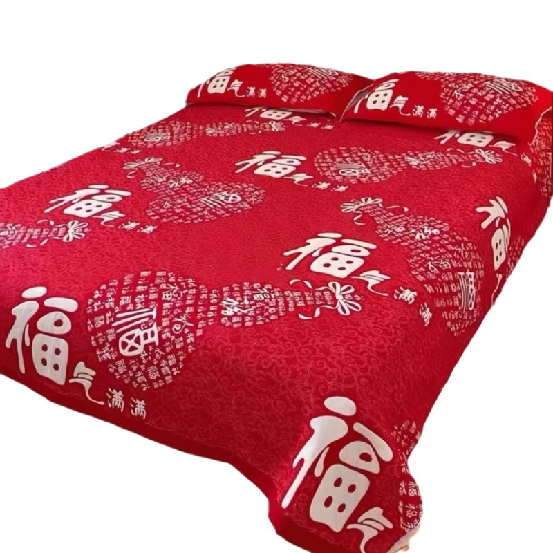 Trys dalių komplektas iš medvilninio lovos užvalkalo ir rankšluosčio pledas, tinkamas visoms metų laikams, naujas kinų stilius, svoris 1000–1499 g
