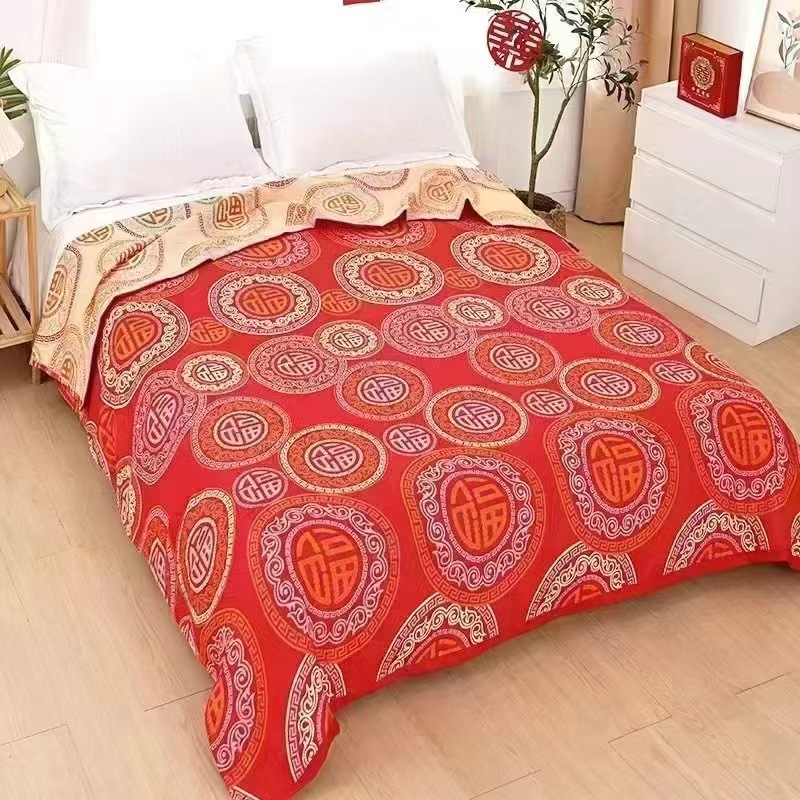 Trys dalių komplektas iš medvilninio lovos užvalkalo ir rankšluosčio pledas, tinkamas visoms metų laikams, naujas kinų stilius, svoris 1000–1499 g