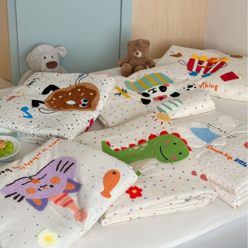 Baby House vaikų medvilninis komplektas su karikatūromis, siuvinėtas, 100% medvilnė, Santai antibakterinis užpildas, audinio tankis 133x72, 60 siūlų